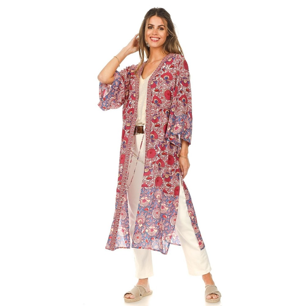 Ba&sh | Floral Printed Kimono Vini Fuchsia Sz 6